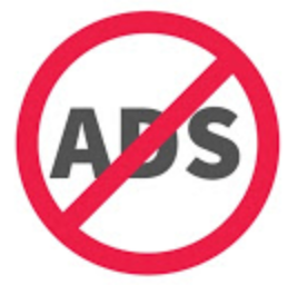 Imagen que muestra un símbolo de prohibido sobre la palabra anuncios