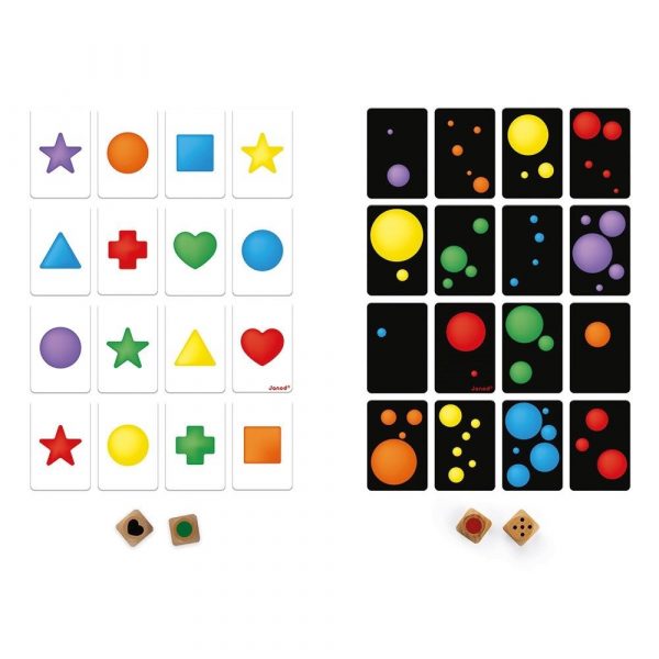 tarjetas con fondo blanco y fondo negro con figuras geométricas