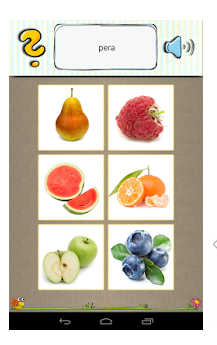 Pantalla de ejemplo de actividad de memory de frutas.