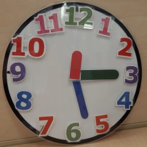 Plantilla reloj blanco con números plastificados del 1 al 12