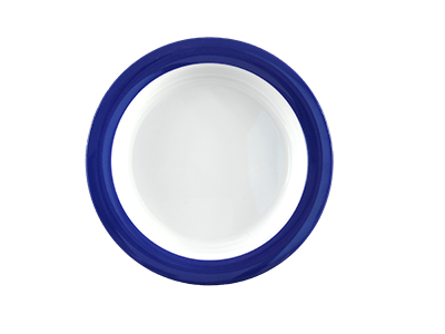 Plato blanco con borde azul