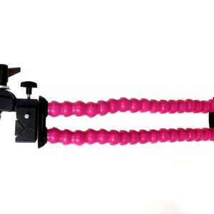 Soporte de doble brazo para tablet color rosado