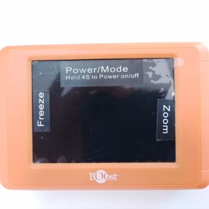 Lupa electrónica naranja con pantalla negra