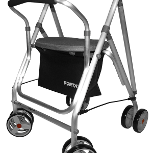 Andador gris 4 ruedas aluminio con asiento